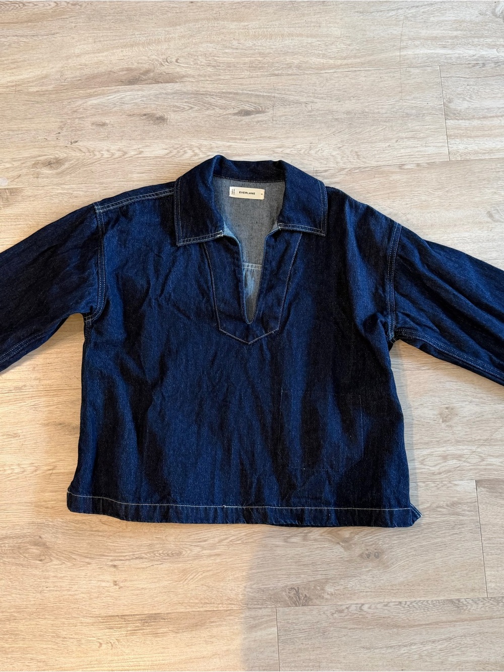 Everlane Dark Blue Denim Pullover Top